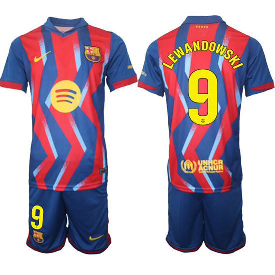 Men's Barcelona #9 LEWANDOWSKI 2025-26 Stadium Fourth Suit Soccer Jerseys