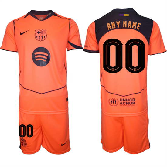 Men's Barcelona Custom Any Name And Number 2025-26 Third Orange Away Suit Soccer Jerseys1