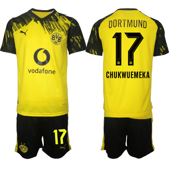 Men's Borussia Dortmund #17 CHUKWUEMEKA Home 2025-26 Suit Soccer Jerseys