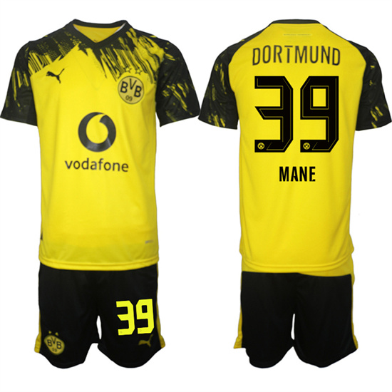 Men's Borussia Dortmund #39 MANE Home 2025-26 Suit Soccer Jerseys