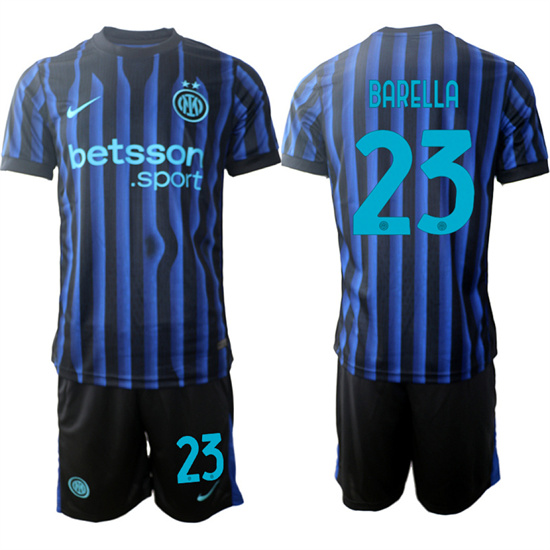 Men's Internazionale #23 BARELLA 2025-26 home Suit Soccer Jerseys
