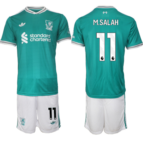 Men's Liverpool #11 M.SALAH 2025-26 Third Green Suit Soccer Jerseys