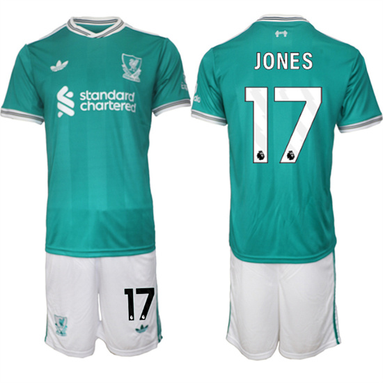 Men's Liverpool #17 JONES 2025-26 Third Green Suit Soccer Jerseys