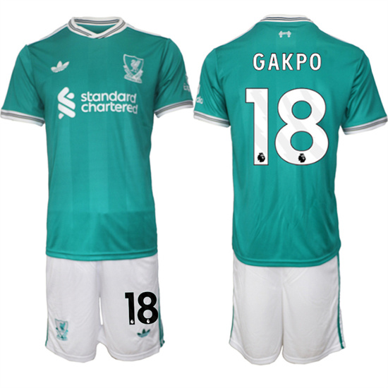Men's Liverpool #18 GAKPO 2025-26 Third Green Suit Soccer Jerseys
