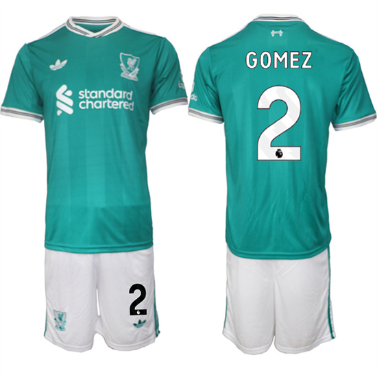 Men's Liverpool #2 GOMEZ 2025-26 Third Green Suit Soccer Jerseys