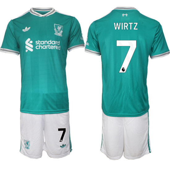 Men's Liverpool #7 WIRTZ 2025-26 Third Green Suit Soccer Jerseys