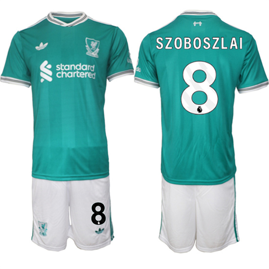Men's Liverpool #8 SZOBOSZLAI 2025-26 Third Green Suit Soccer Jerseys