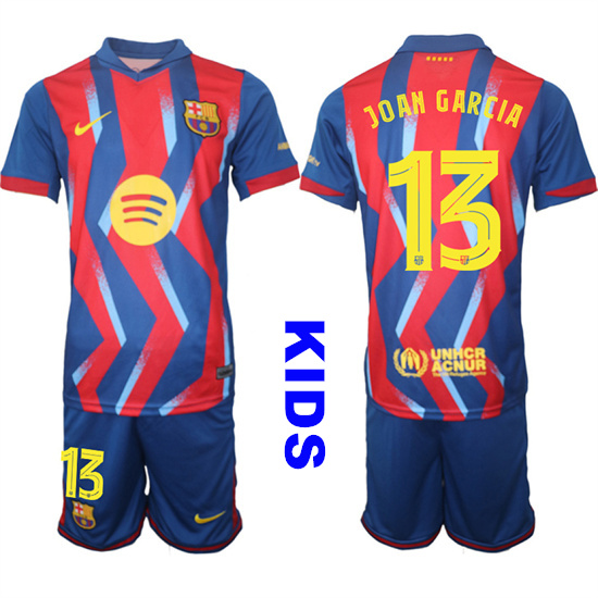 Youth Barcelona #13 JOAN GARCIA 2025-26 Stadium Fourth Suit Kids Soccer Jerseys