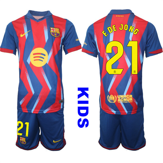 Youth Barcelona #21 F.DE JONG 2025-26 Stadium Fourth Suit Kids Soccer Jerseys