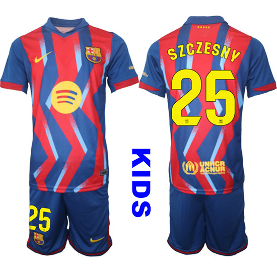 Youth Barcelona #25 SZCZESNY 2025-26 Stadium Fourth Suit Kids Soccer Jerseys