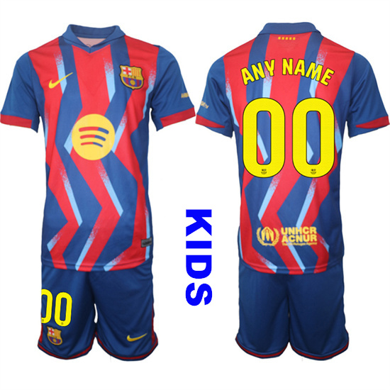 Youth Barcelona Custom Any Name And Number 2025-26 Stadium Fourth Suit Kids Soccer Jerseys