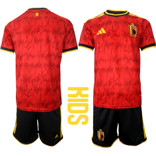 Youth Belgium Blank National Team FIFA x World Cup 2026 Home Red On Field Kids Jersey