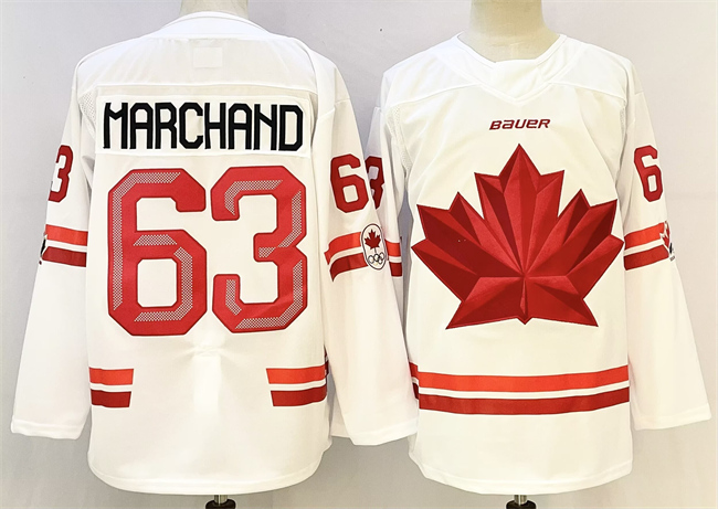 Men's Canada Hockey #63 Brad Marchand White 2026 Stitched Jersey