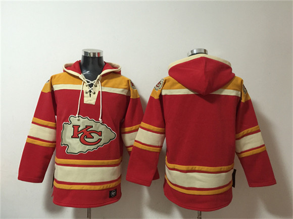 Men's Kansas City Chiefs Blank Red Lace-Up Pullover Hoodie
