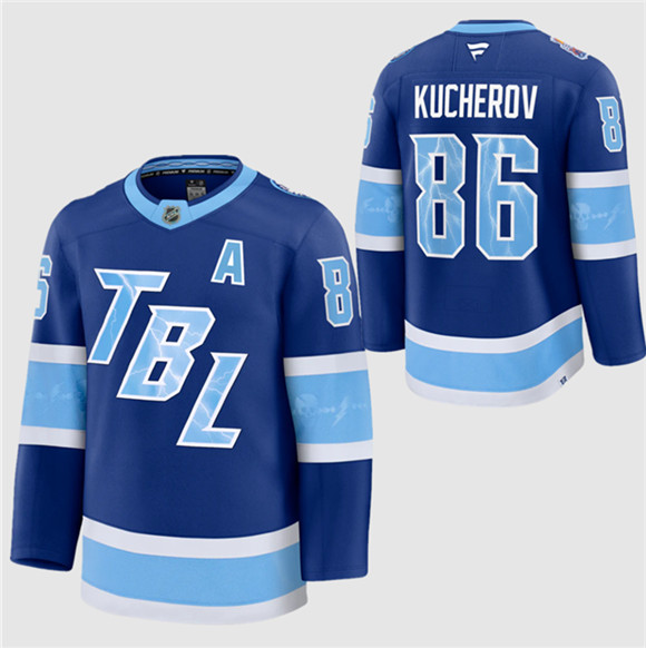 Men's Tampa Bay Lightning #86 Nikita Kucherov Blue 2026 Stadium Series Stitched Jersey
