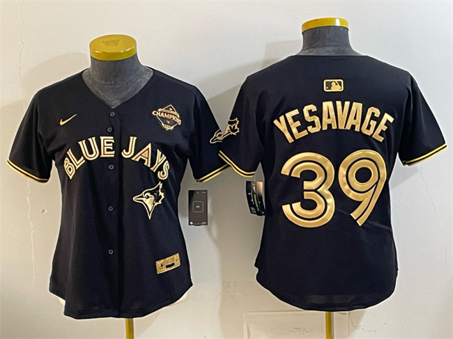 Women's Toronto Blue Jays #39 Trey Yesavage Black Gold 2025 American League Champions Limited Stitched Baseball Jersey(Run Small)