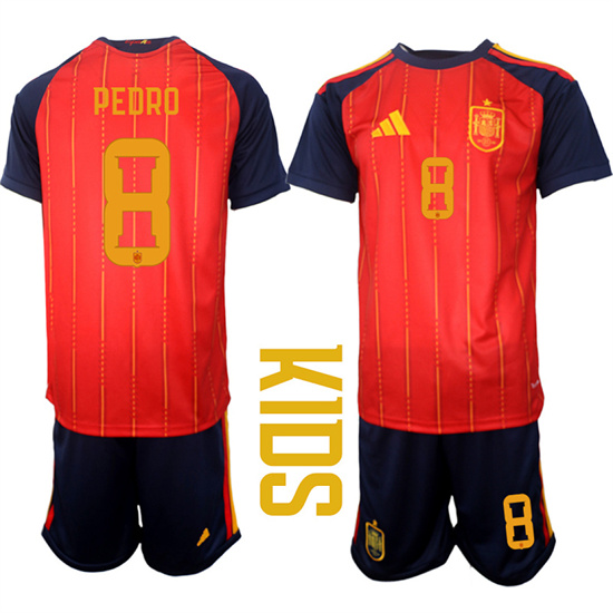 Youth Spain #8 PEDRD National Team FIFA x World Cup 2026 Home Red On Field Kids Jerseys