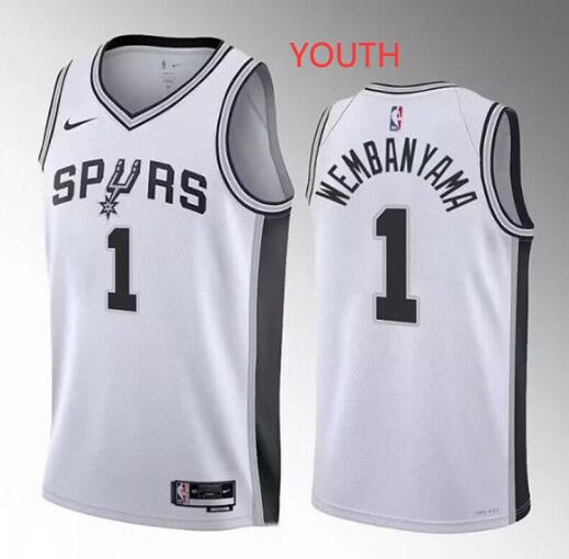Youth San Antonio Spurs #1 Victor Wembanyama White 2022-23 Association Edition Stitched Basketball Jerseys