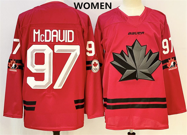 Women's Canada Hockey #97 Connor Mcdavid 2026 Red Stitched Jersey