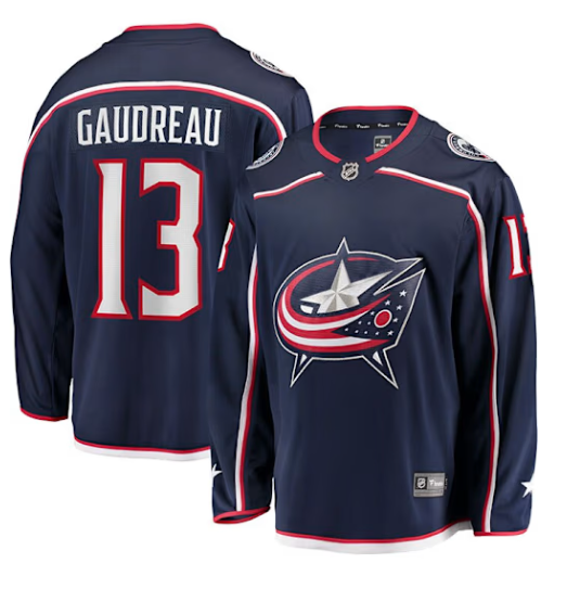 MEN'S JOHNNY GAUDREAU COLUMBUS BLUE JACKETS #13 NAVY BLUE BREAKAWAY HOCKEY JERSEY