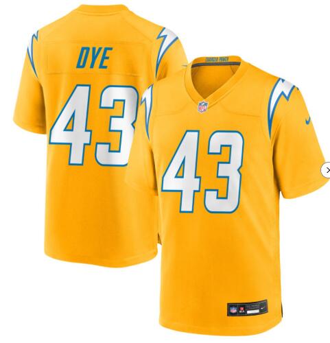 Men's Los Angeles Chargers #43 Troy Dye Alternate Charger Power Game Gold Jersey