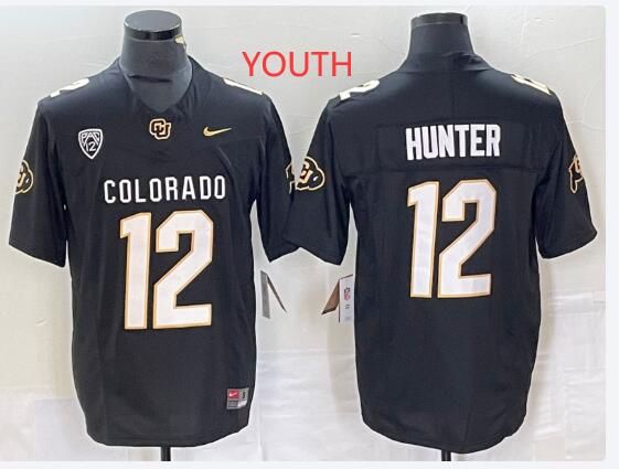 Youth Colorado Buffaloes #12 Travis Hunter Black 2023 F.U.S.E. Stitched Football Jersey