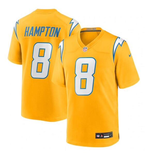 Men's Los Angeles Chargers #8 HAMPTON Gold 2025 F.U.S.E. Alternate Vapor Limited Stitched Football Jersey