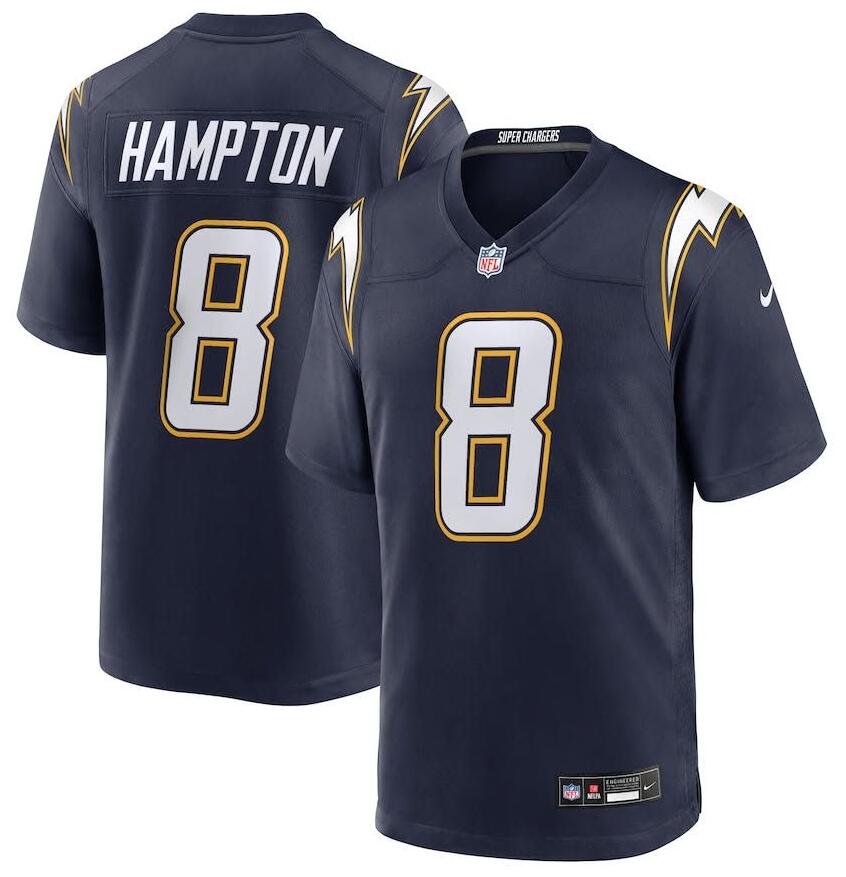 Men's Los Angeles Chargers #8 HAMPTON Navy 2025 F.U.S.E. Alternate Vapor Limited Stitched Football Jersey