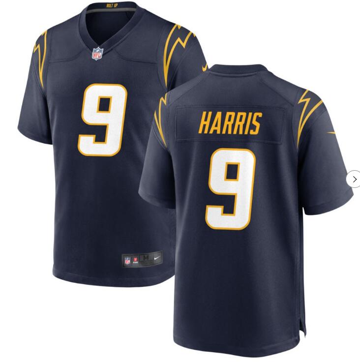 Men's Los Angeles Chargers #9 Tre Harris Alternate Charger Navy Blue Game Jersey