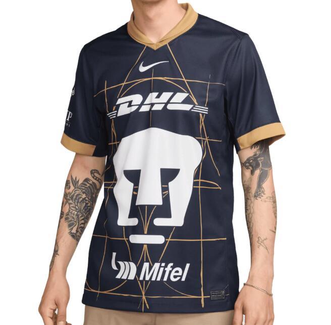 Men's PUM UNAM 2024-25 Away Navy Obsidian-Truly Gold-White Soccer Nike AAA Jersey