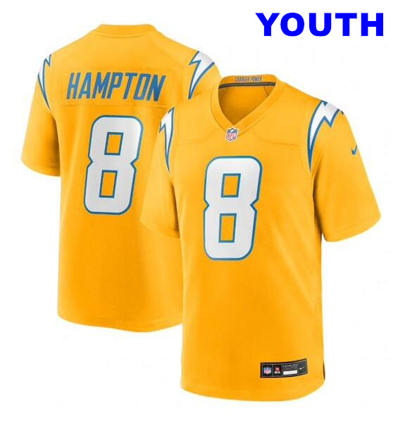 Youth Los Angeles Chargers #8 HAMPTON Gold 2025 F.U.S.E. Alternate Vapor Limited Stitched Football Jersey