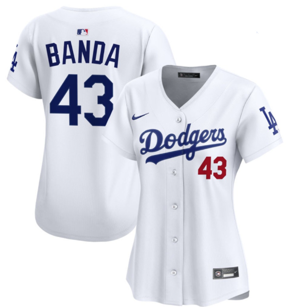 Womens's Los Angeles Dodgers #43 Anthony Banda White Cool Base Stitched Baseball Jersey