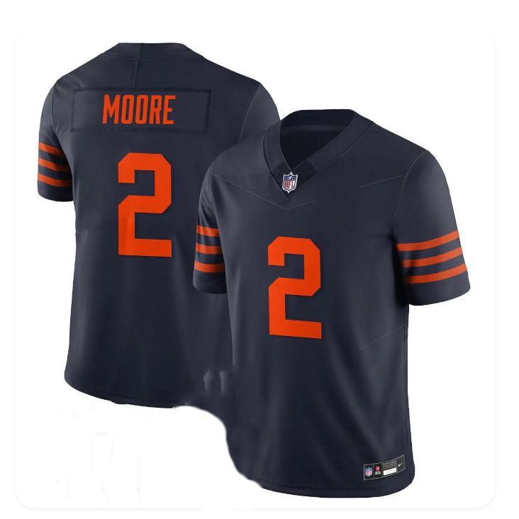 Men's Chicago Bears #2 D.J. Moore Navy 2025 F.U.S.E. Vapor Untouchable Limited Football Stitched Jersey