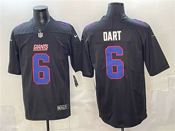 Men's New York Giants #6 Jaxson Dart Black Fashion Vapor Untouchable Limited Football Stitched Jersey
