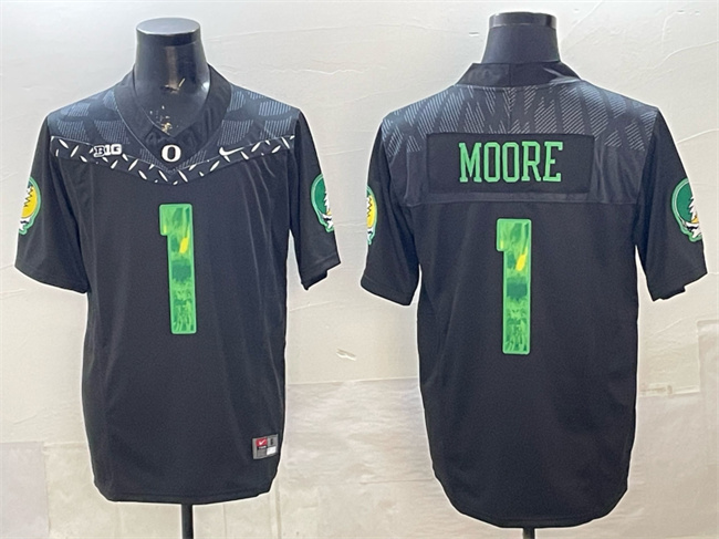 Men's Oregon Ducks #1 Dakorien Moore Black F.U.S.E. Vapor Limited Stitched Football Jersey