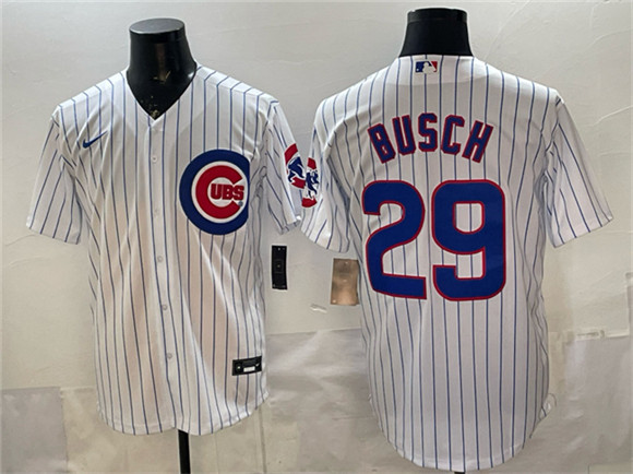 Men's Chicago Cubs #29 Michael Busch White Cool Base Stitched Baseball Jersey