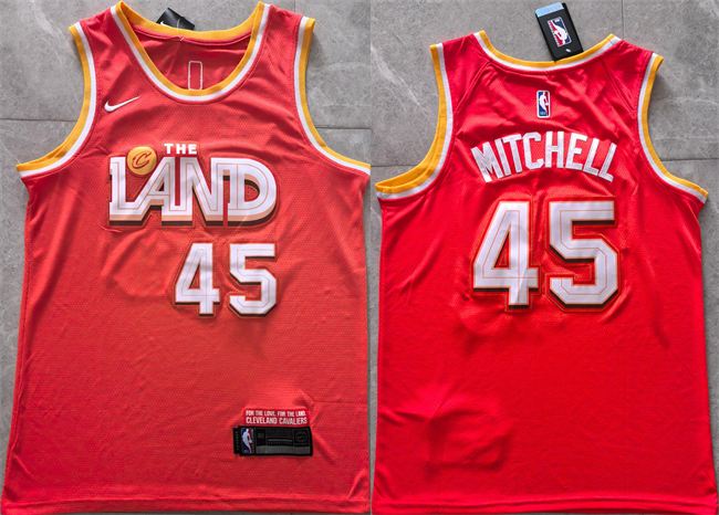 Men's Cleveland Cavaliers #45 Donovan Mitchell Orange 2025-26 CityEdition Stitched Jersey