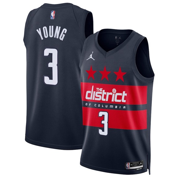 Men's Washington Wizards #3 Trae Young Navy 2024-25 Statement Edition Stitched Basketball Jersey