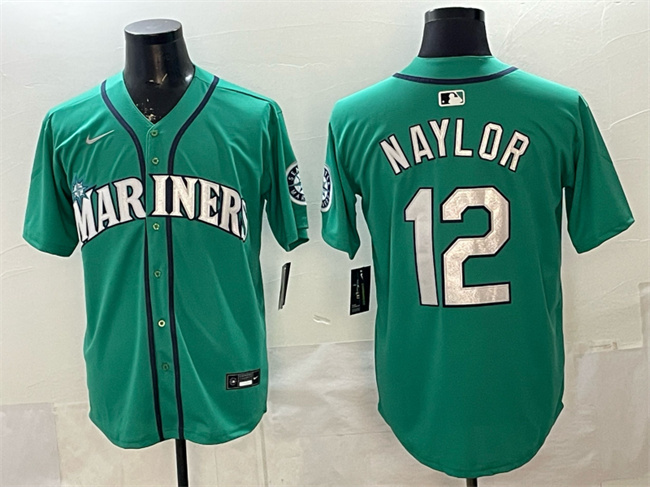 Men's Seattle Mariners #12 Josh Naylor Aqua Limited Stitched jersey