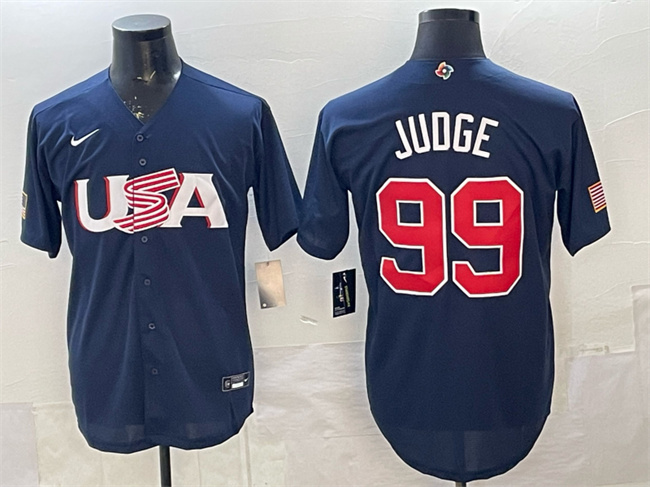 Men's USA Baseball #99 Aaron Judge 2026 WBC Navy World Baseball Classic Stitched Jersey
