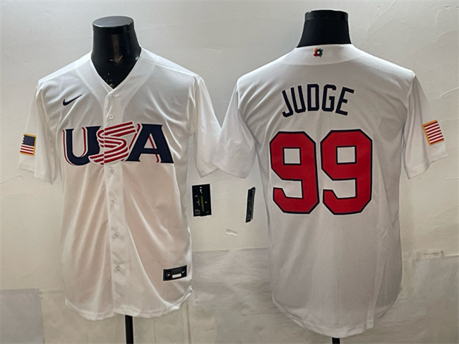 Men's USA Baseball #99 Aaron Judge White 2026 WBC World Baseball Classic Stitched Jersey