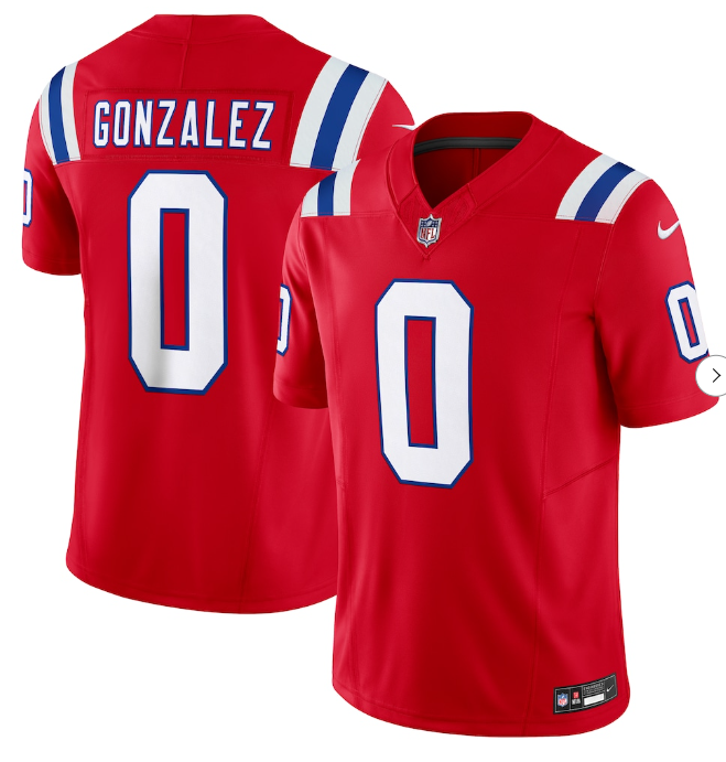 Men's Christian Gonzalez Red #0 New England Patriots Alternate Vapor F.U.S.E. Limited Nike Jersey