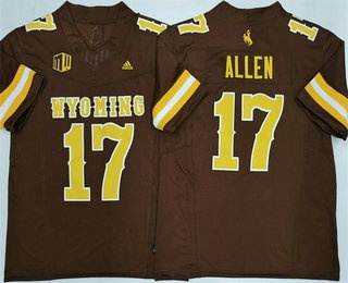 Men's Wyoming Cowboys #17 Josh Allen Limited Brown FUSE College Football Jersey
