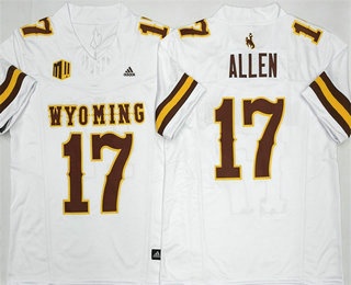 Men's Wyoming Cowboys #17 Josh Allen Limited White FUSE College Football Jersey