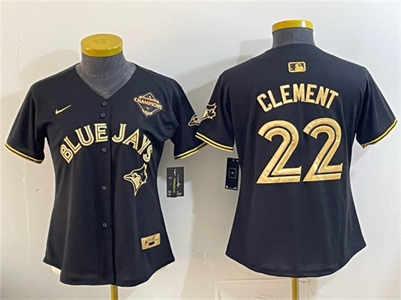 Youth Toronto Blue Jays #22 Ernie Clement Black Gold 2025 American League Champions Limited Stitched Jersey
