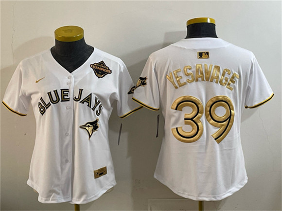 Youth Toronto Blue Jays #39 Trey Yesavage White Gold 2025 American League Champions Limited Stitched Jersey