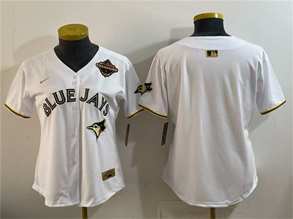 Youth Toronto Blue Jays Blank White Gold 2025 American League Champions Limited Stitched Jersey