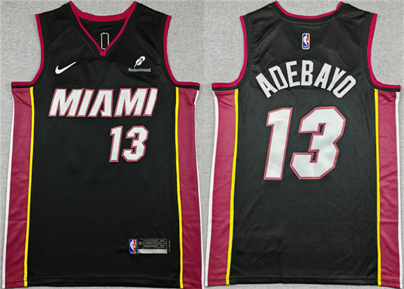 Men's Miami Heat #13 Bam Adebayo Black Icon Edition Stitched Basketball Jersey