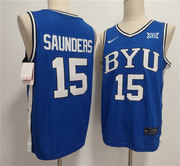 Men's Duke Blue Devils #15 Richie Saunders Blue Stitched Basketball Jersey