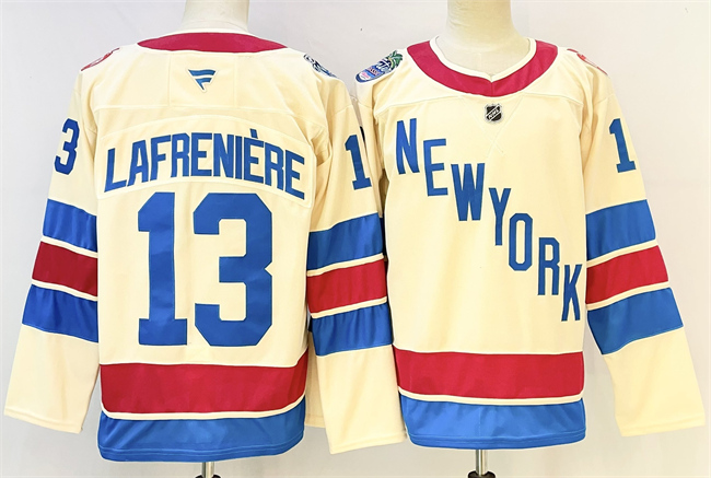 Men's New York Rangers #13 Alexis Lafreniere Beige 2025-26 Winter Classic Stitched Hockey Jersey